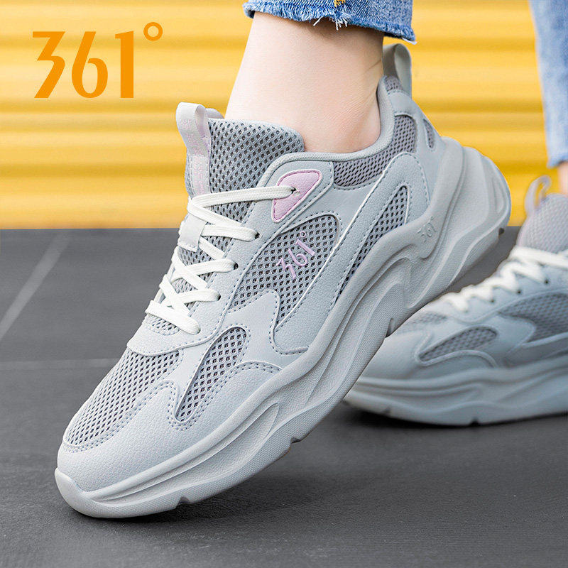 361女鞋运动鞋官方正品网面透气灰色休闲鞋女士不累脚软底跑步鞋