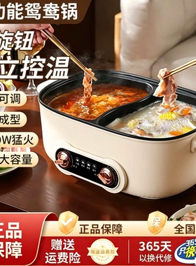 日本鸳鸯锅电火锅多功能家用一体蒸煮煎炒烤大容量电锅宿舍电煮锅
