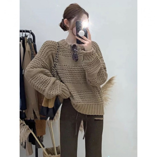 巨好看 粉色加厚麻花套头毛衣女秋冬慵懒风感宽松显瘦针织衫