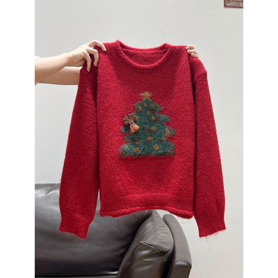 实价【羊驼绒】圣诞穿搭红色毛衣