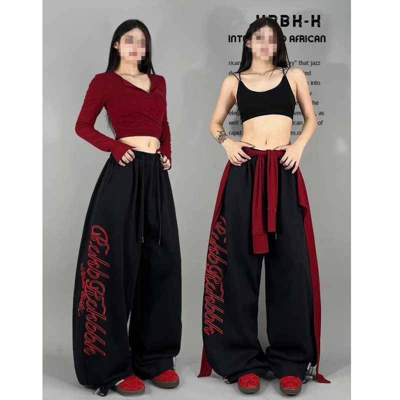 韩版印花抽绳街舞hiphop嘻哈休闲裤女爵士舞jazz长裤运动街头潮