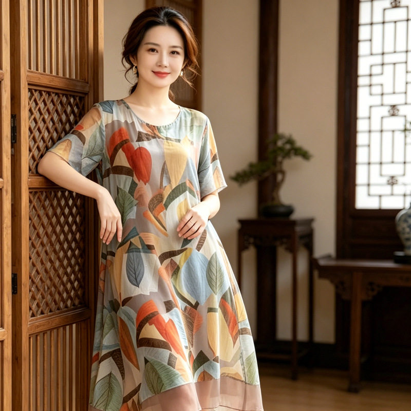 中老年胖mm夏装加肥加大码女装20