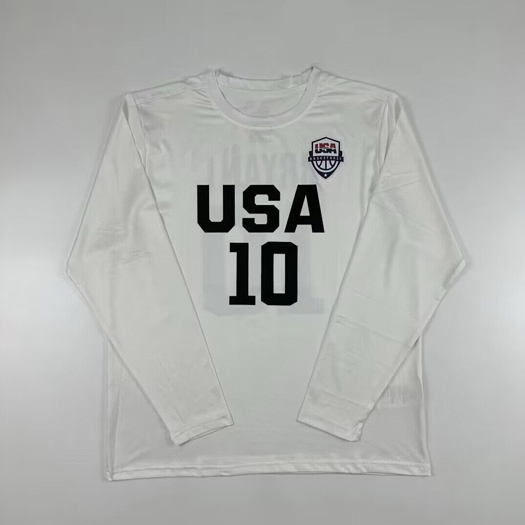 纪念版 美国队USA10号黑曼巴篮球训练速干运动投篮服宽松长袖T恤