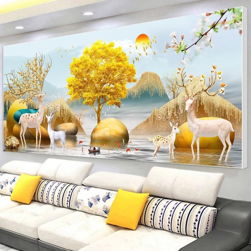十字绣2026新款线绣客厅手工大格刺绣风景发财麋鹿九鱼简约现代