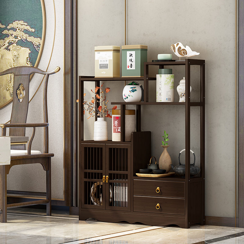 置物架实木多层收纳展示茶叶柜
