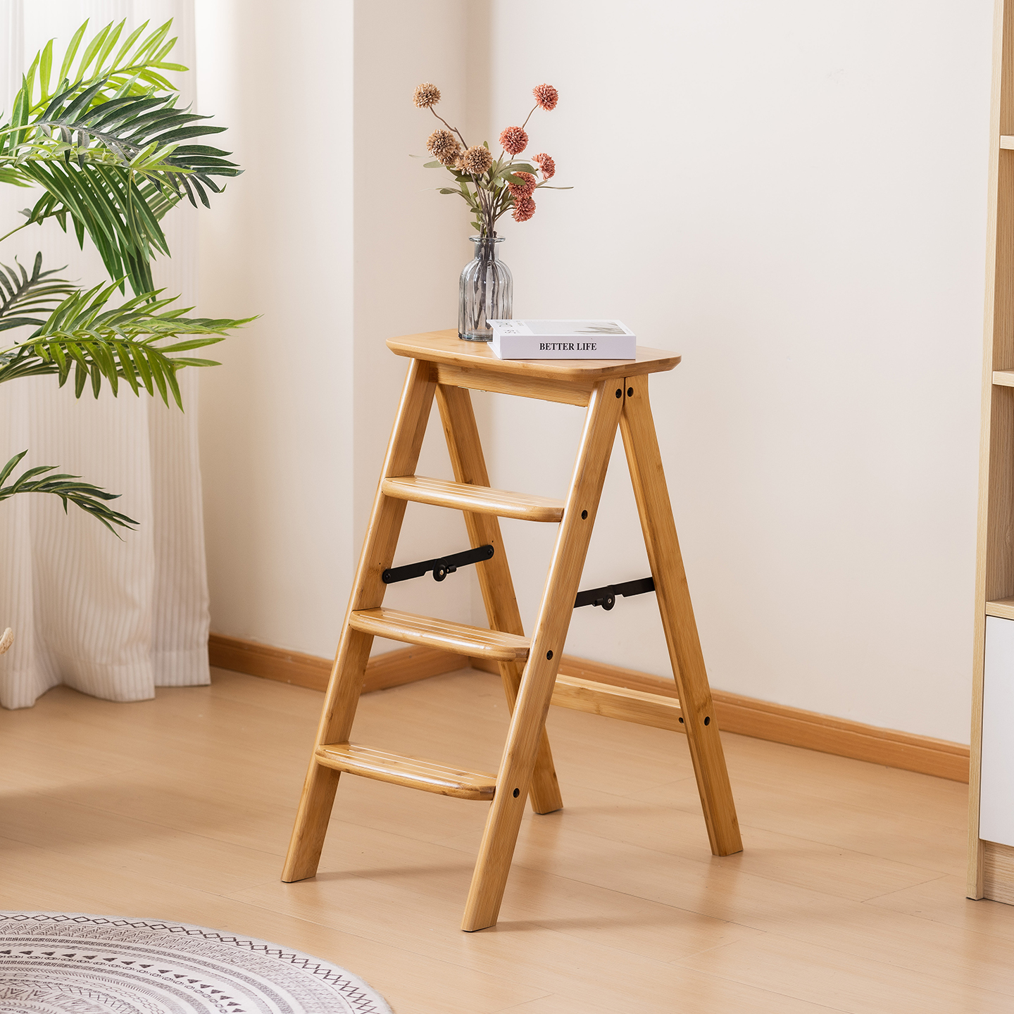 梯凳家用多功能折叠梯凳便携式登高梯子阶梯花架厨房高脚凳吧台凳