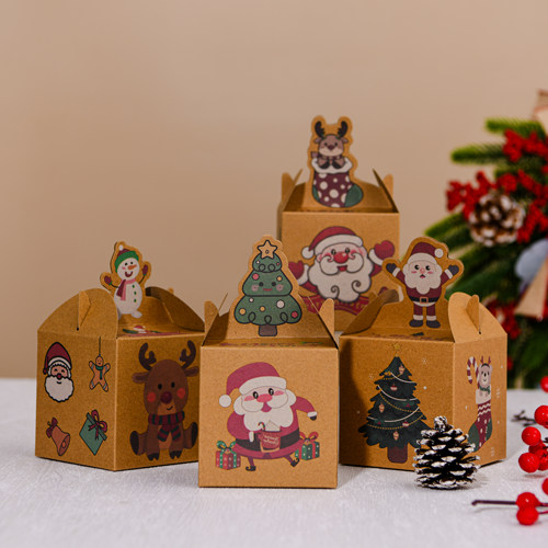 平安夜苹果礼盒圣诞节礼物袋牛皮纸盒子儿童礼品糖果平安果包装盒