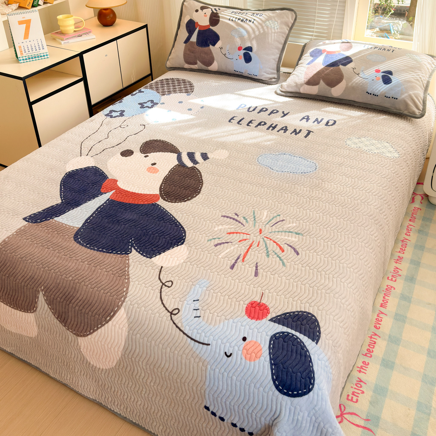 A类牛奶绒床盖三件套冬季单件加绒榻榻米床单卡通母婴级床毯防滑,床上用品,床盖,淘宝优惠券,粉丝福利购,淘宝优惠卷