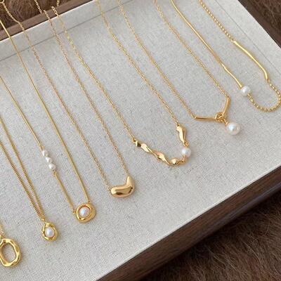 施家珍珠项链女短款简约钛钢锁骨链学生颈链韩版饰品小吊坠不掉色