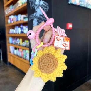 毛绒钩织向日葵书包挂件创意一举夺魁钥匙扣金榜题名考试礼物