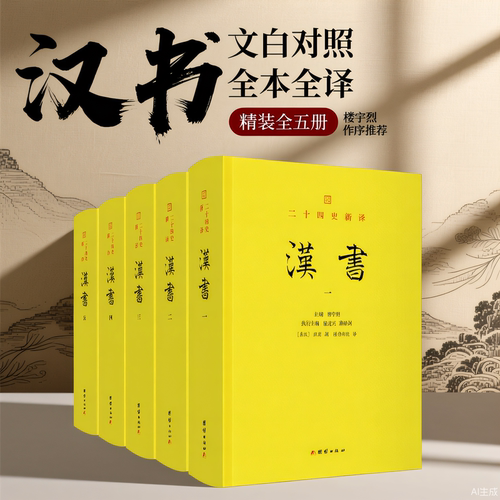 二十四史新译：汉书（全五册）全本全译 文白对照 班固 楼宇烈作序推荐 前汉书中国历史故事通史历史名著传记东汉历史的纪传体史书