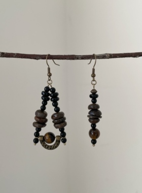 微瑕清仓 | 原创设计手作美拉德复古不对称百搭气质小众耳环耳夹