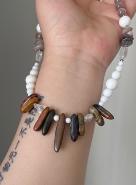 微瑕项链清仓 | 原创设计手作天然石百搭秋冬钛钢中性气质项链