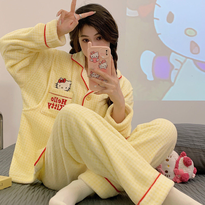 冬季加绒加厚产后月子服怀孕期秋冬哺乳保暖家居服珊瑚绒孕妇睡衣
