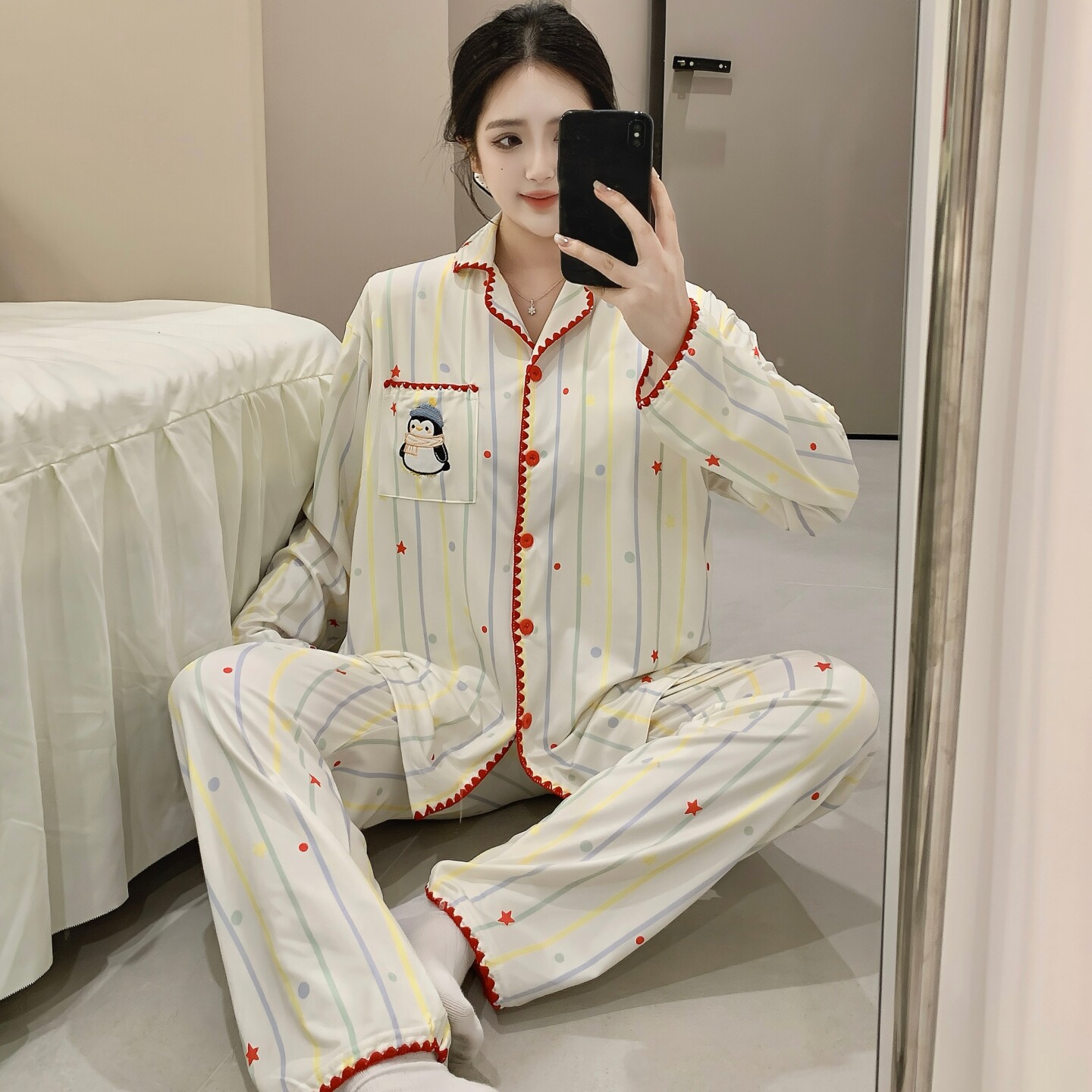 带胸垫薄款月子服春秋棉产后孕妇睡衣夏季孕期哺乳两用家居服开衫