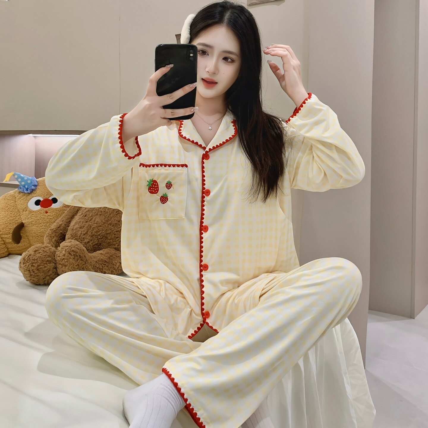 夏季孕期哺乳两用家居服开衫带胸垫薄款月子服春秋棉产后孕妇睡衣