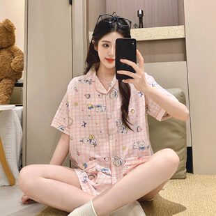 冰丝棉夏装喂奶期家居夏季短袖孕妇睡衣月子服产后哺乳两件套薄款