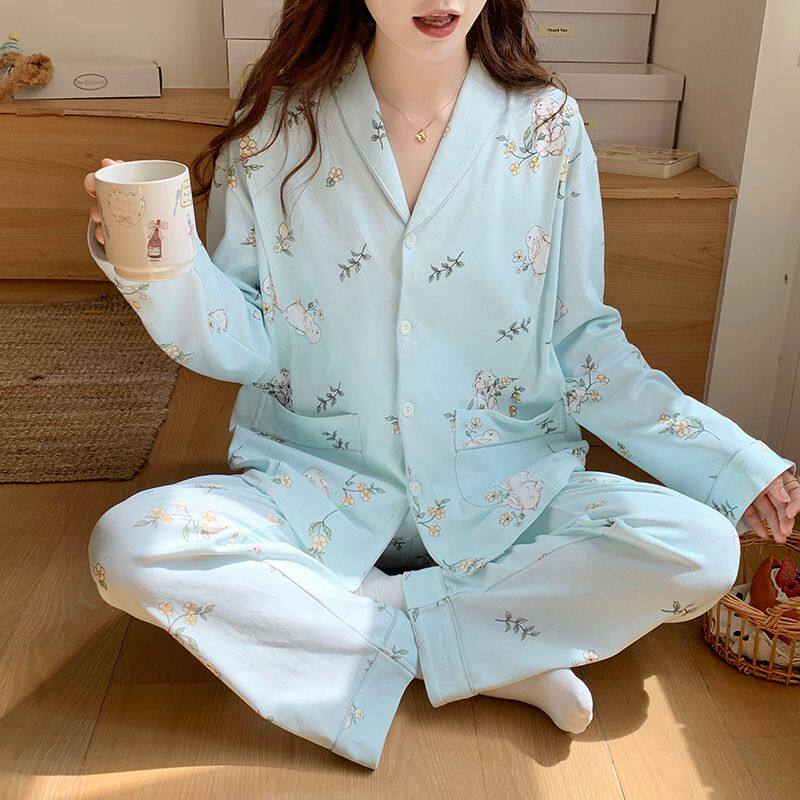 春天开衫喂奶哺乳装秋冬季纯棉月子服产前产后孕妇睡衣女全棉吸汗