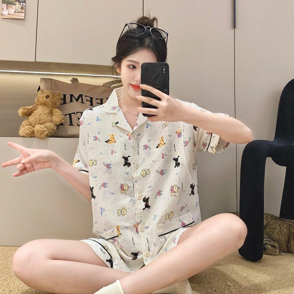 产后哺乳两件套薄款夏装喂奶期家居月子服夏季短袖孕妇睡衣冰丝棉