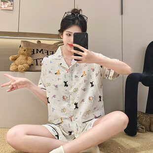 产后哺乳两件套薄款夏装喂奶期家居月子服夏季短袖孕妇睡衣冰丝棉