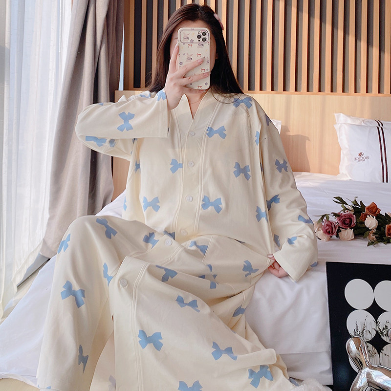 待产裙带胸垫加肥大码夏孕妇睡衣生产服薄款春秋纯棉哺乳睡裙医院