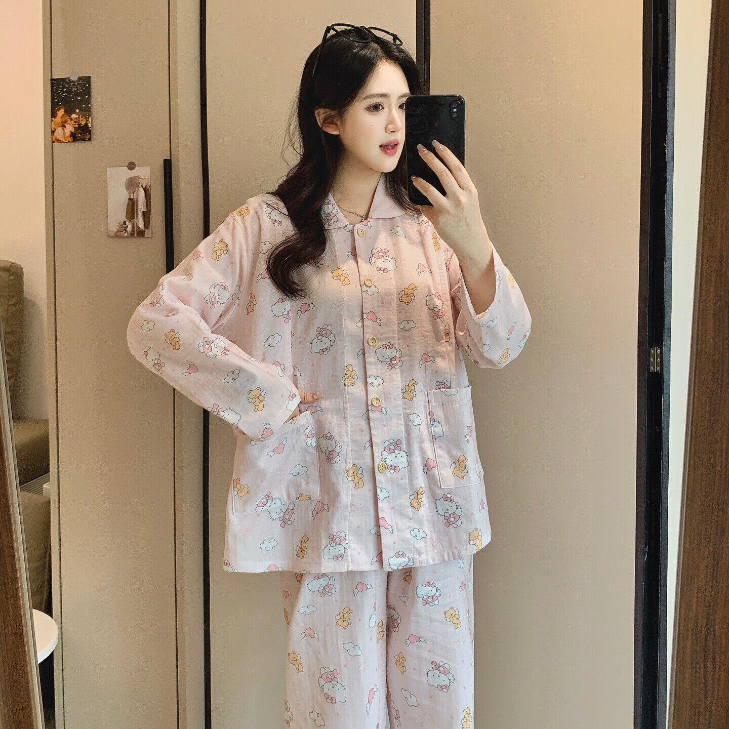 春秋季套装孕妇睡衣女待产妇夏薄款甜美开衫月子服纯棉拉链哺乳口