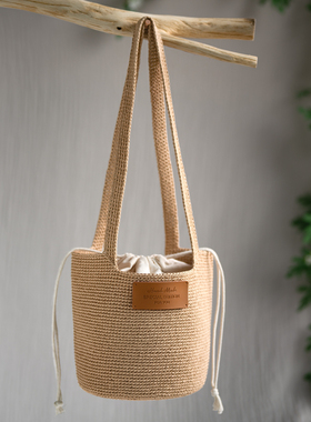 视频教程丨荔夏水桶包编织材料包LUFFY全棉棉草线手工diy钩针包包