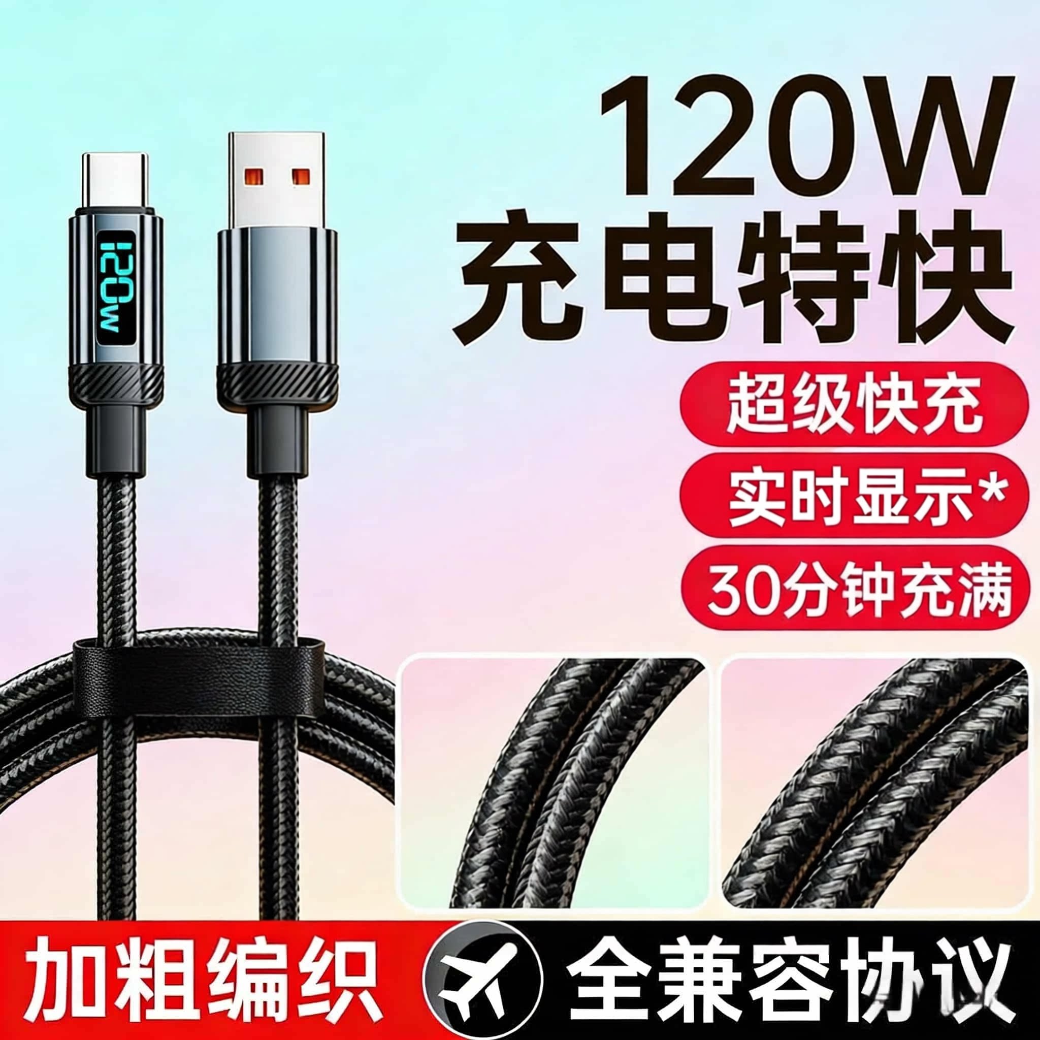 120W充电线Type-C快充图片