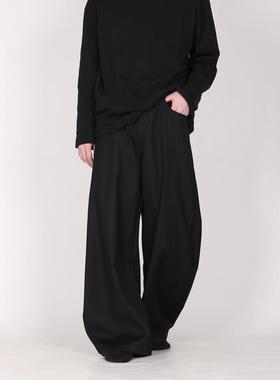 75折NEW美式黑色弯刀裤休闲西裤女小众设计感高级阔腿拖地长裤潮