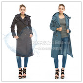 清仓美国英伦风复古双排扣带帽可拆卸宽松长款 风衣莫兰迪多色防水