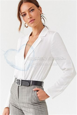 气质通勤职业围裹V领雪纺光泽