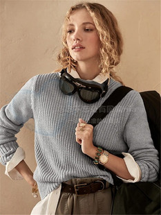 清仓 美国香蕉ins简约百搭高领质复古奶奶风棒针针织毛衣三色