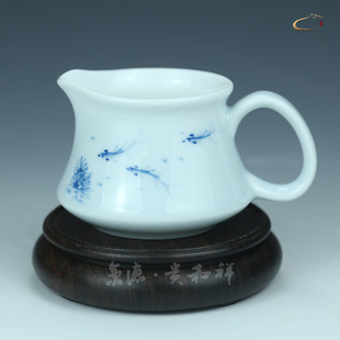 京德贵和祥鱼趣茶海手绘青花陶瓷功夫茶具配件分茶器匀茶器公道杯