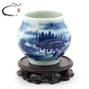 京德贵和祥釉中彩云雾山水杯珍藏景德镇陶瓷功夫茶具品茗杯茶杯
