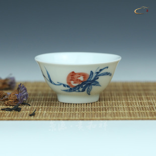 京德贵和祥【千杯系列之古逸杯】景德镇手绘长寿果茶杯品茗杯