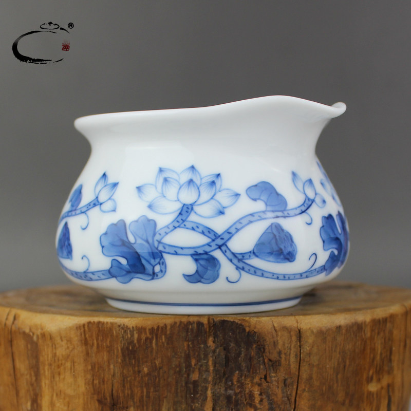 贵和祥青花缠枝莲花公道杯陶瓷景德镇功夫茶具茶海分茶器公杯匀杯