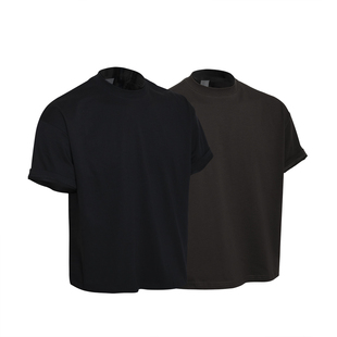 t恤boxy短宽T男宽松圆领半袖 上衣 小领口凉感面料cleanfit短袖 美式