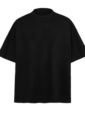 280克重磅短宽boxy版廓形小领围纯色短袖t恤夏宽松男圆领cleanfit