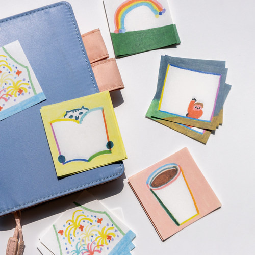 迷你方块标签蜡笔手帐装饰