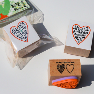 别管印章 爱心月历手帐装饰素材盖章盖印创意木质台产美日承制