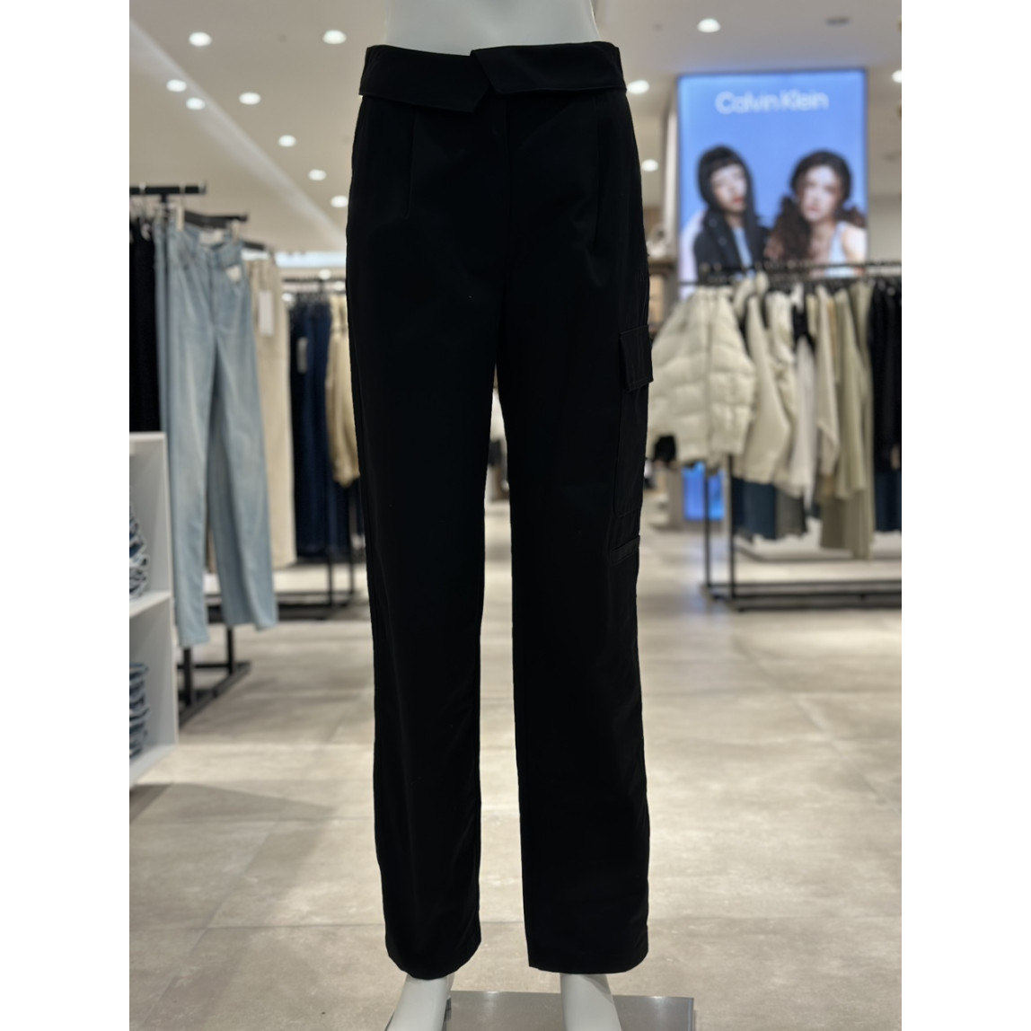 CK Jeans女士休闲时尚简约百搭工装风腰带阔腿长裤J223324