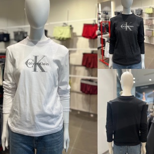 CK JEANS 韩国正品直邮春秋女25新圆领小徽标圆领长袖T恤 47E898G