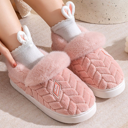 高端棉鞋女款冬季加绒加厚包跟毛绒棉拖鞋新款男士东北保暖鞋MT60