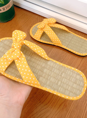 【竹编草鞋】可爱平底蝴蝶结凉拖鞋夏季女学生防臭脚凉席拖鞋LA12