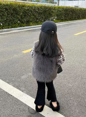 儿童皮草马甲女童男童2025秋冬仿狐狸毛马夹仿兔毛加厚背心坎肩
