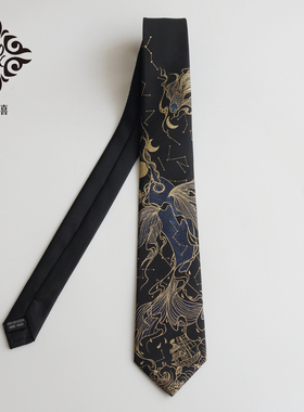 大喜原创设计【独角鲸】金丝版黑色创意领带男女学生JKDK学院百搭