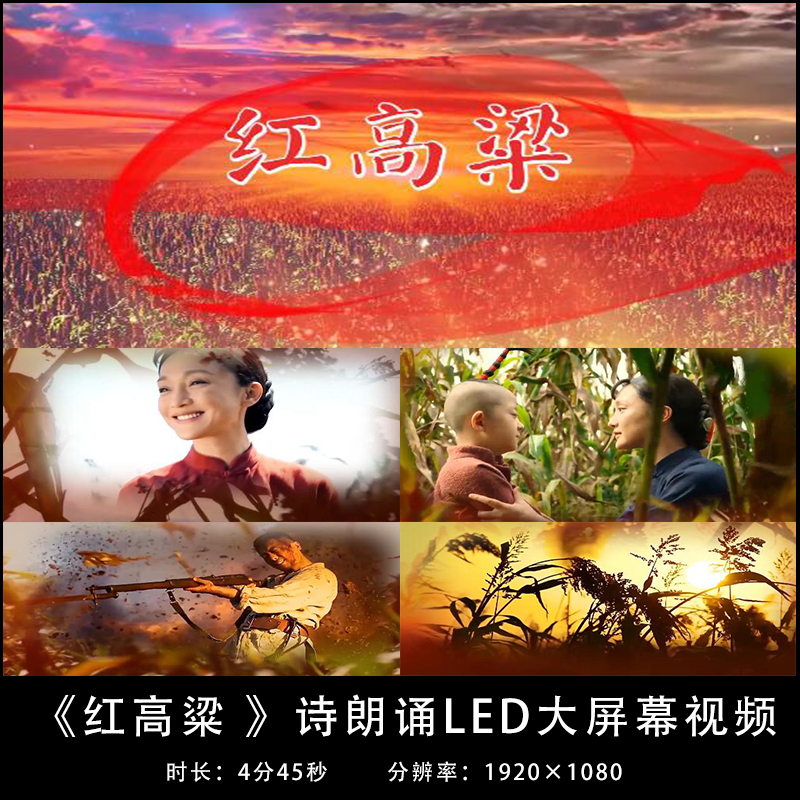 YG221-红高粱九儿我叫齐官儿 诗朗诵LED大屏幕背景视频素材配乐