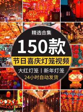 实拍喜庆节日花灯笼大红新年过年元旦元宵节逛花灯庙会短视频素材