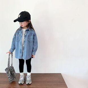 2025春季新款男女童牛仔衬衫韩版儿童宝宝洋气宽松长袖春秋外套潮