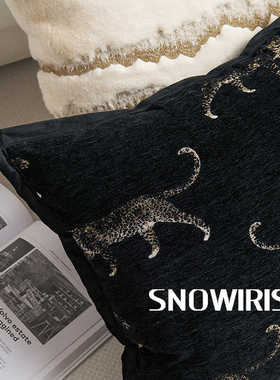 轻奢中古风抱枕套黑豹客厅沙发